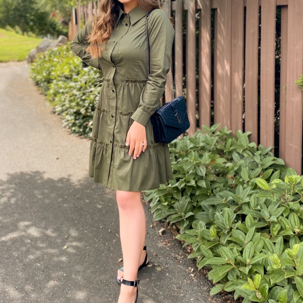 KHAKI DRESS SHIRT BUTTON DOWN DRESS WOMEN’S NEW DRESS